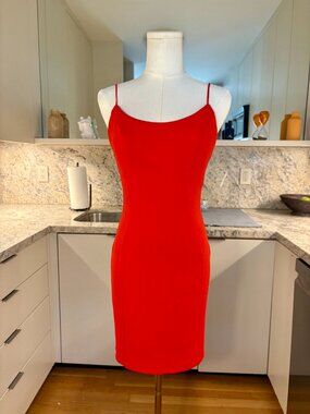 Angel Biba Red Textured Low Open Back Bodycon Mini Dress - S